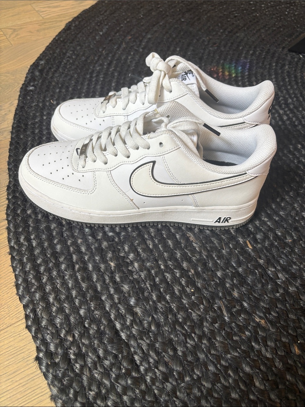 Nike White Low-Top Leather Sneakers with Black Swoosh - Picture 3 of 5
